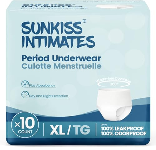 SUNKISS INTIMATES Disposable Period Pants, White, XLarge, 10 Count