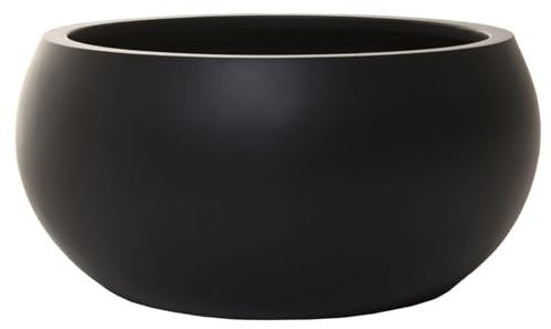 VIVANNO Blumentopf Morino Anthrazit Matt - Pflanzkübel Fiberglas 40x21 cm | Frostsichere Pflanzschale für Innen & Außen, bauchige Form, 16 L Volumen, Wetterfest & Modernes Design in Beton-Optik