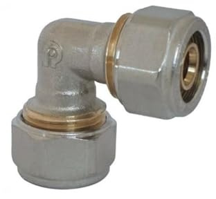 Raccordo curva gomito 90° doppio per tubo multistrato (Ø26 x Ø26)