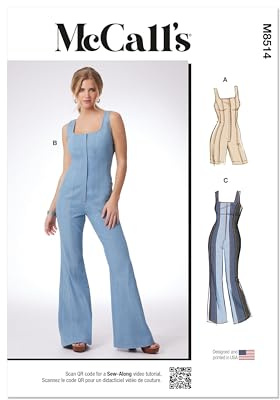 MCCALLS Sewing Pattern M8514AA Misses' and Women's Romper and Jumpsuits AA (10-12-14-16-18)