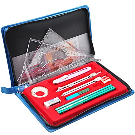 GLigeT Zeichnen Zirkel 15 Stück Winkelmesser und Kompass-Set Kompass for Geometrie-Zeichnungswerkzeuge Geometrie-Tools Kit Geometrie Präzisionswerkzeug for Studenten Geometrie Zirkel