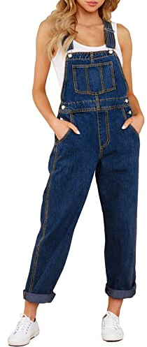 Vetinee Overall Blau Blaue Latzhose Damen Abendrot Blau M