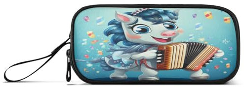 Blauer Süßer Einhorn-Cartoon Federmäppchen Federtaschen Mäppchen Schlamperbox Tasche für Jungen Mädchen Schüler