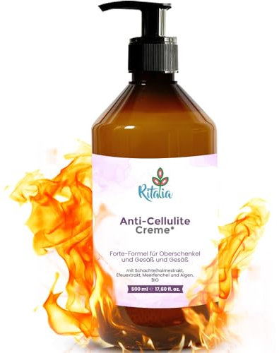 Ritalia® groß 500 ml Straffende Anti Cellulite Creme BIO Zutaten intensive wirksame Aktion reduzierend Cellulite Bauch straffend Oberschenkel und Gesäß Geeignet nach Körper-Radiofrequenz