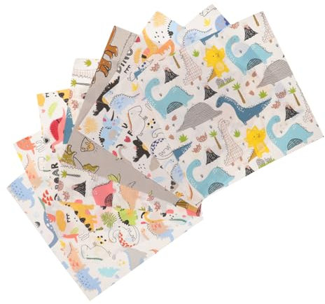HAWILLOSCH 8stücke Teiliges Dinosaurier Baumwollstoff Für DIY-nähprojekte Patchwork Geeignet Vielseitig Einsetzbar Kreative Stoffe Für Handarbeiten Und Dekoration