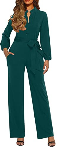 Tuta Da Donna Elegante Tute Donna Eleganti Lunghe a Gamba Larga Completo Donna Trendy Monopezzi Baggy Tinta Unita Jumpsuit Donna Playsuit Cocktail Pantalone Maniche Lunghe Abiti Da Sera Interi