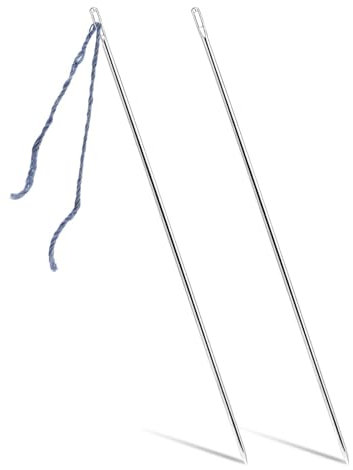 VEKXAR 2PCS 12 Inch Sewing Needles, Large Eye Needles for Sewing Professional Long Upholstery Needles for Home Crafts Projects Doll Making Tufting