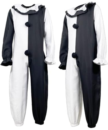 Costume Terrifier Bambino Ragazza Bambini, Costume Terrifier Adulto Donna Uomo Unisex, Clown Assassino Bianco e Nero
