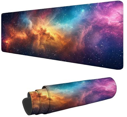 Alfombrilla Raton Cielo Estrellado Alfombrilla Ratón XXL 1600x800x3mm Mouse Pad Color, Bordes Cosidos Impermeable Desk Mat Mousepad Gaming, Mejora la precisión y la Velocidad for Ratón y Teclado N-532