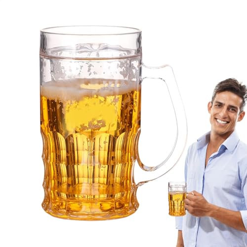 Huvqianu Taza de cerveza de broma, taza novedosa de doble de 420 ml, simulación realista de cerveza falsa, regalo divertido de broma, vaso decorativo para refrigerador, mesa de comedor, accesorio