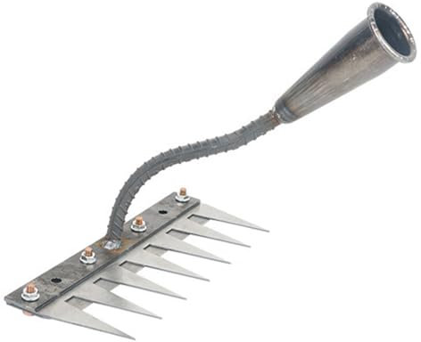 ACETCHS Rastrello da giardino in acciaio al carbonio, zappa da giardino per diserbo, robusto e durevole, adatto per prati (7 denti)