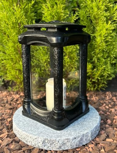 Lampada da tomba – 25 cm H. colore nero candela funeraria candela funeraria decorazione giardino lanterna con lampada funeraria + base