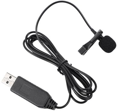 USB Lavalier Clip on Microphone with Built-in Clip, USB 2.0 | Black Metal and Plastic Build, Active Sound Collection, for Vlog and Game Voice