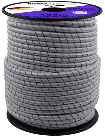 PP Expanderseil Gummiseil 12mm Gummileine Planenseil Gummikordel Made in Germany von Ropes and More 10m-100m (Weiß-Schwarz, 20 m (Lfm) Ø12 mm – ohne Spule)