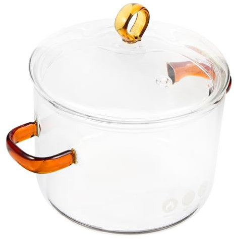 Toddmomy Pentola da Stufato Borosilicato con Maniglie Pentola per Zuppa Resistente Al per Cucinare Porridge e Noodles Design e Pratico