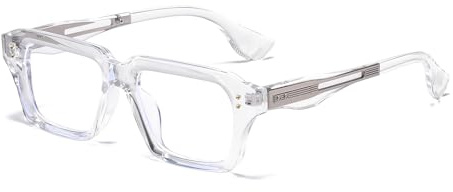 LJCZKA Quadratisch Blaulichtfilter Brille für Damen Herren Eckig Dicker Rahmen Brille Ohne Stärke Anti-Müdigkeit Computerbrille für TV, Gaming