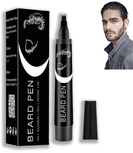 Beard Pencil Filler,Black Beard Pen,Beard Thickener for Men, Beard Pencil Filler for Men,Shape Beard Filler,Waterproof Beard Filler Pen for Hair, Beard & Eyebrow,Long Lasting Beard Pencil (black)