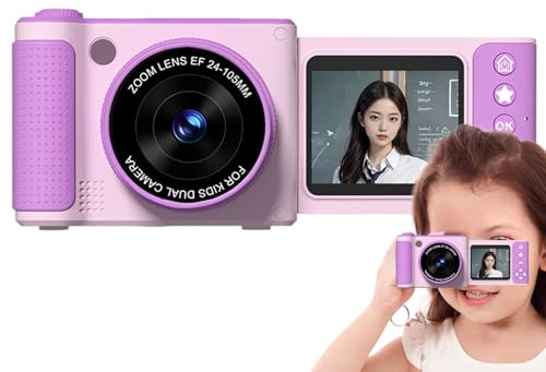 Appareil photo numérique pour enfants - Vlog avec écran de 2,4 pouces, jouet amusant avec flash pour garçons filles, école, jeu, camping, plage, jardin