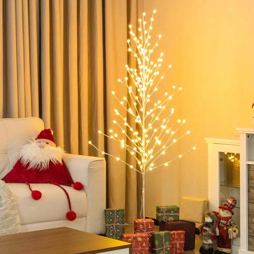 SOARS Decorazione Natalizia, Albero Luminoso 186 CM, 168 Luci LED Bianco Caldo, Palline a Bolle Squisite, Base in Metallo Solido, 4 Pali a Terra, Decorazione Natalizia Esterna & Interna per Soggiorno