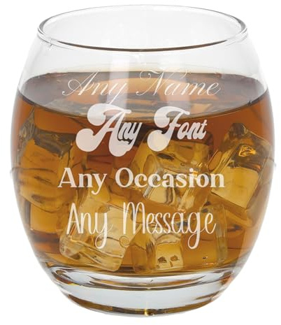 Always Looking Good Personalised Engraved Whiskey Tumbler Glass Whisky Lowball Tumbler Glasses Personalised Gifts for Men Birthday Christmas Anniversary Wedding Gift Personalise (Any Text, Tondo)