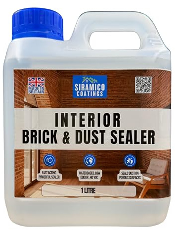 Interior Brick & Dust Sealer – Matt Finish | Dustproofer, Stain Resistant, Solvent-Free & Breathable Brick Protector for Internal Brickwork, Stone, Mortar & Blockwork (Clear, 1 Litre)
