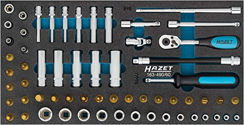 HAZET Steckschlüssel-Satz 163-490/60, 1/4 Zoll (6,3 mm) Vierkant | 1/4 Zoll (6,3 mm) Vierkant hohl, Antrieb 1/4 Zoll (6,3 mm) Vierkant hohl, TIN beschichtet, Länge 342 mm, Breite 172 mm