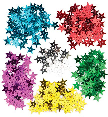 Baker Ross Lentejuelas en forma de estrella para que los niños puedan crear, decorar y personalizar manualidades - Juego de manualidades navideñas creativas (tarro individual).
