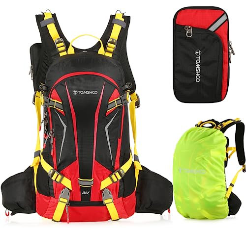 TOMSHOO Wanderrucksack, leicht, wasserdicht, atmungsaktiv, mit Regenhülle für Wandertouren und Touren, 20/30/40 l