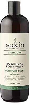 Sukin Signature Soap-Free Botanical Body Wash 500ml - gently cleanses and purify the skin without drying - with Aromatic Botanicals and Essential Oils; cruelty free & vegan friendly.
