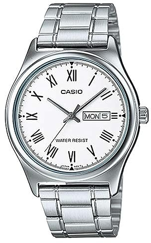 Casio MTP-V006D-7BUDF Men's Stainless Steel White Dial Dress Watch, Dress
