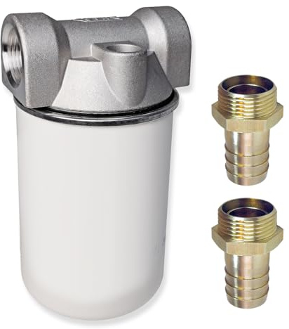 Kraftstofffilter, Dieselfilter mit austauschbarem Filter-Einsatz für Dieselpumpen Kraftstoffpumpe Heizölpumpen Biodiesel Umfüllpumpen plus Messing Schlauchtülle 1 AG