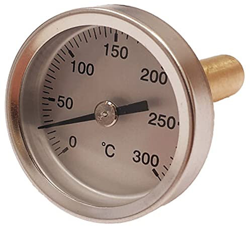 Termómetro para puerta de hornos de leña, escala de 0 a 300ºC con vaina de 5 cm.