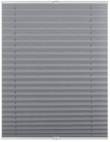 ROOMY Plissee Klemmfix, verspannt, Blickdicht, Sichtschutz Sonnenschutz Jalousie Grau, 100 cm x 130 cm (B x L)