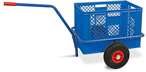 BRB Handwagen mit Kunststoffkorb, H 410 mm, blau, LxBxH 1250x640x660 mm, Tragkraft 200 kg