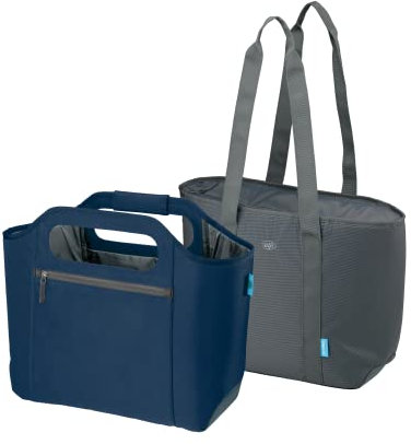 alfi ISO Bag 2in1 23 Liter, Dark Denim, Thermo-Kühltasche aus Polyester mit extra Tragetasche, isolierte Einkaufstasche für Einkäufe, Schwimmbad, Sauna, Isoliertasche, flexibel, auswaschbar