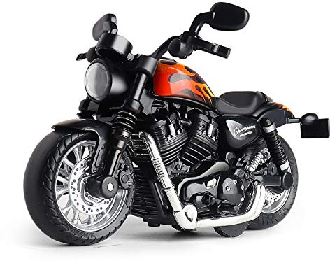 MING YING 66 Mini Toy Motorcycle - Pull Back Toy Cars with Sound and Light Toy,Toy Motorcycles for Toddlers,Motorcycle Toys for Boys Age 3-9 (Black)