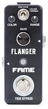 Fame LEF-312 Flanger, Kompaktes Modulations Effektgerät für Gitarren, True Bypass, Regler für Color Range und Rate, 45x48x95mm, 240g