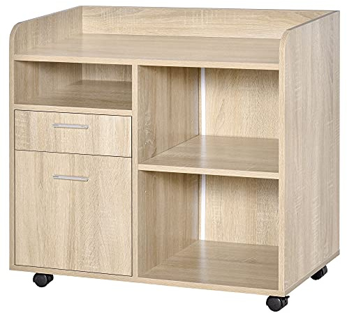 Vinsetto Support d'Imprimante Bureau Roulant 80l x 40P x 72H cm Chêne Clair
