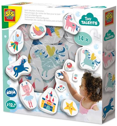 SES Creative 13079 Badespielzeug Märchenfiguren - Buntes Wasserspielzeug für Kinder ab 12 Monaten, Aus weichem, sicherem Schaumstoff, Diverse Farben