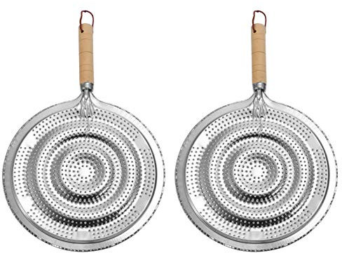 Housoutil 2Pcs Plaque de Diffuseur de Chaleur pour Cuisinière à Gaz Cuisinière Électrique Plaque de Protection de La Flamme avec Poignée en Bois Diffuseur de Chaleur de Table de Cuisson