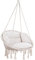 DETEX® Hängesessel bis 150kg Belastbar Boho Stil Wetterfest GS-Zertifiziert Garten 360° Drehbar Creme Hängestuhl Indoor & Outdoor inkl. bequemer Kissen