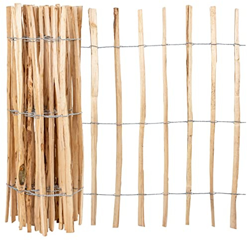 VOSS.garden 3X 5m Staketenzaun 100cm, Gartenzaun aus Haselnuss Rollzaun Teichzaun