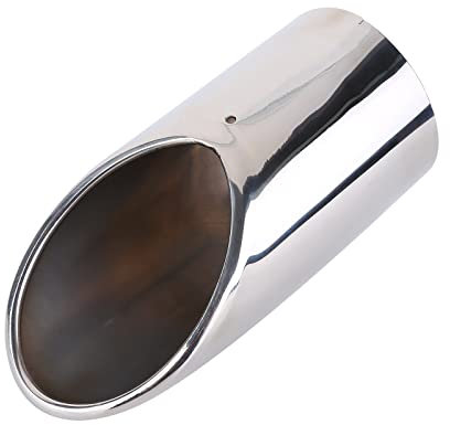 ihreesy Auspuffendrohr, 76mm Universal Auspuffendrohr Anschrauben Auto Hinten Auspuffendrohr Dekoration Auspuffblende Endrohr Sportauspuff Blende Endrohrblende,Silber