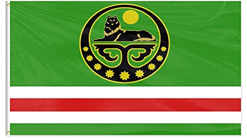 FLAGBURG Drapeau Tchétchénie Drapeau National 120x180cm de la République Russe de Tchésie Drapeau Imprimé Imperméable avec Œillets pour Décoration Extérieur et Intérieur