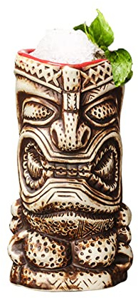 Jauhmui Tiki Becher Mug Keramik Hawaii Cocktailgläser Party Deko (Stil 3)
