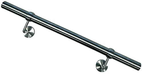 Blech + Profil Edelstahl Handlauf Geländer geschliffen V2A Wandhandlauf 1000mm / 100cm V2A 1.4301 K240 geschliffen satiniert Treppenhandlauf Innen & Außen DIY Montage Rostfrei Korrosionsbeständig