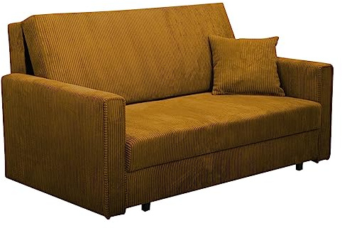 Mirjan24 Sofa Viva Bis Premium III mit Schlaffunktion, Bettsofa, 3 Sitzer Polstersofa mit Bettkasten inkl. Kissen, Sofagarnitur, Schlafsofa, Wohnlandschaft, Stoff: Cord (Poso 01)