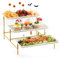 Lifewit 3 Tier Serving Tray for Party Supplies, 30x17cm Plastic Platters for Food, White Reusable Trays with Metal Display Stand for Buffets, Cake, Snack, Veggie, Fruit, Cookies, Dessert, Dishes