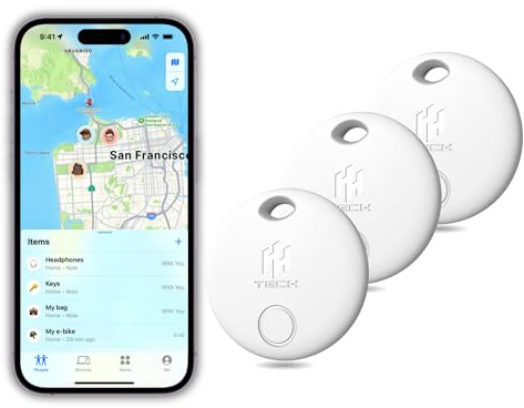 HH-Tech Smart Tag LITE (Pack 3) For Apple iOS Devices, Smart Tracker, Item Finder, Replaceable Battery, Easily Track Your Wallet, Bag, Suitcase, and More Worldwide with Apple Find My App