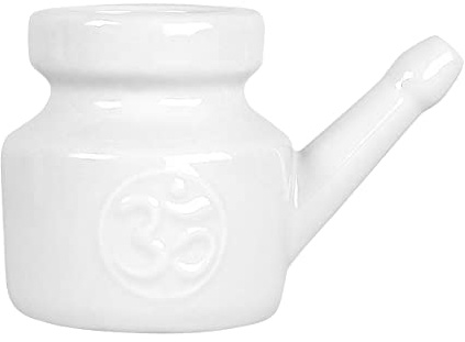 Wisboey Olla Neti de CeráMica de 350 Ml para Limpieza de Nariz, Duradera, una Prueba de Fugas, para Enjuague Nasal, Lavado de Nariz, Hombres y Mujeres, Color
